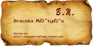 Brecska Mátyás névjegykártya
